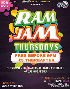 Ram Jam Thursdays @ The Chapel Bar | London | United Kingdom